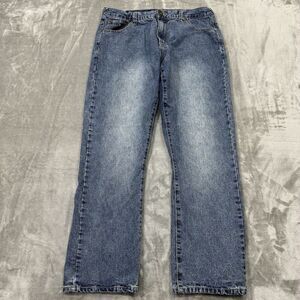 OTB Jeans Mens 36x32 Blue Straight Leg Medium Wash Denim Pocket Logo Work Casual